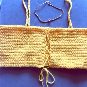 M/L Handmade crochet spaghetti crop top